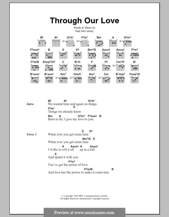 Through Our Love: Text und Akkorde by Paul McCartney