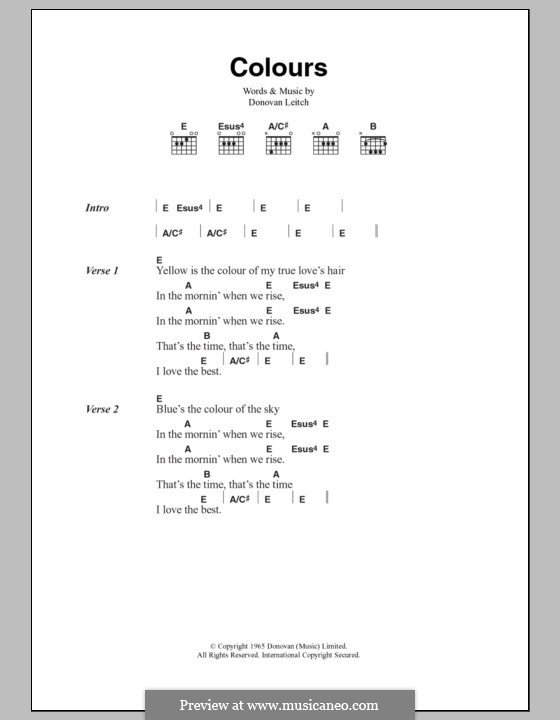 Colours: Text und Akkorde by Donovan Leitch