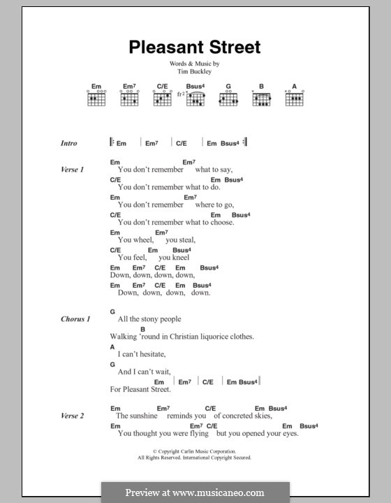 Pleasant Street: Text und Akkorde by Tim Buckley