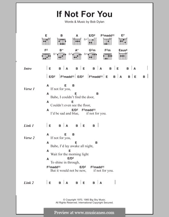 If Not for You: Text und Akkorde by Bob Dylan