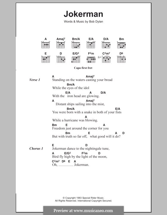 Jokerman: Text und Akkorde by Bob Dylan