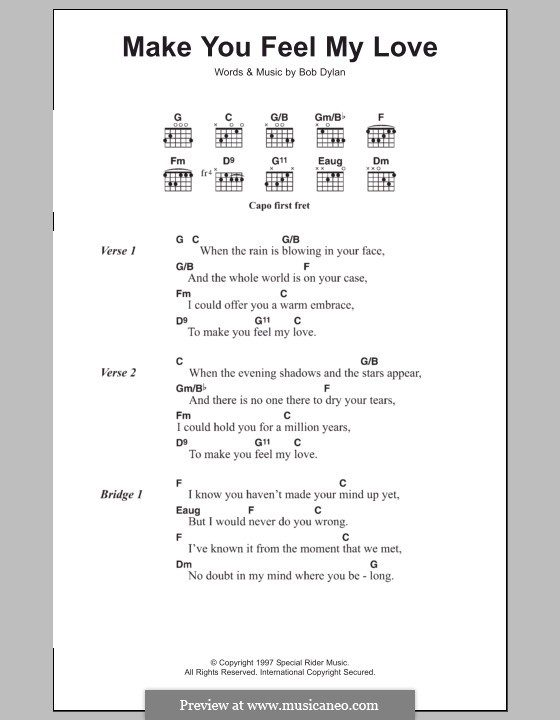 Make You Feel My Love: Text und Akkorde by Bob Dylan