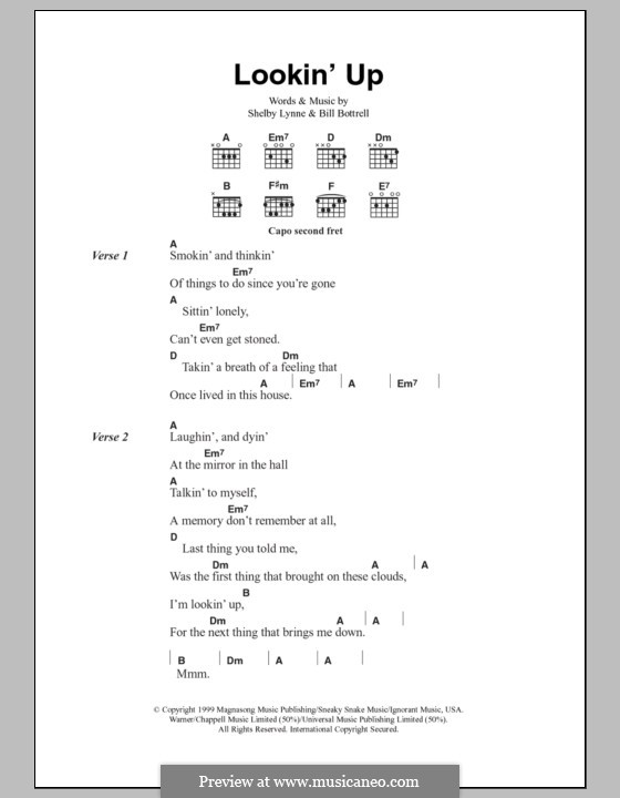 Lookin' Up: Text und Akkorde by Bill Bottrell, Shelby Lynne