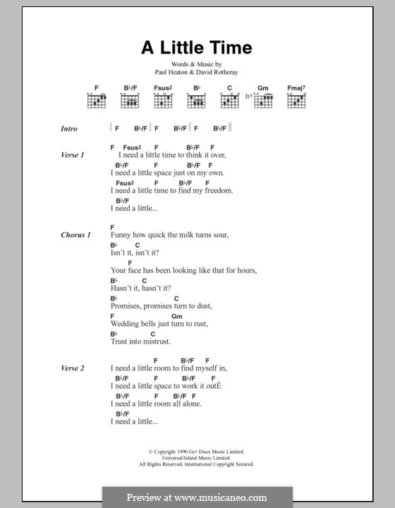 A Little Time (The Beautiful South): Text und Akkorde by David Rotheray, Paul Heaton