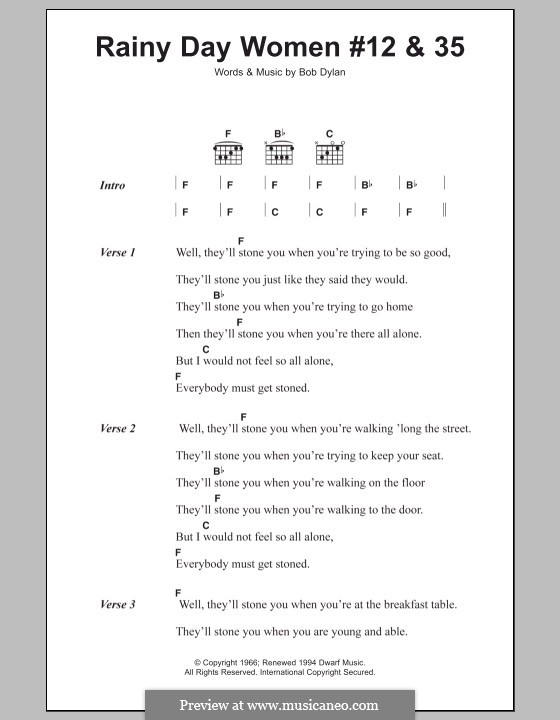 Rainy Day Woman No.12 & 35: Text und Akkorde by Bob Dylan