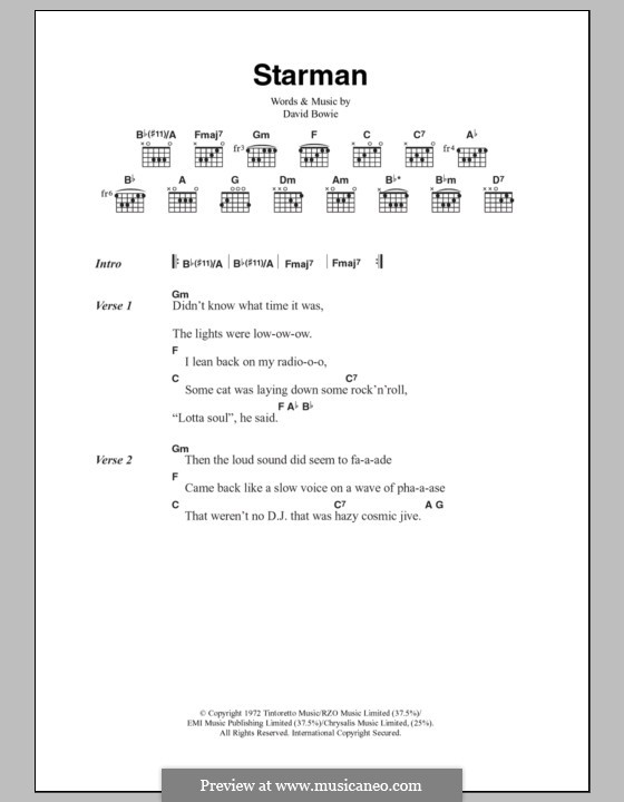 Starman: Text und Akkorde by David Bowie