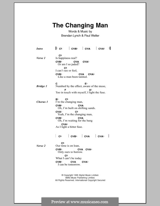 The Changingman: Text und Akkorde by Brendan Lynch, Paul Weller
