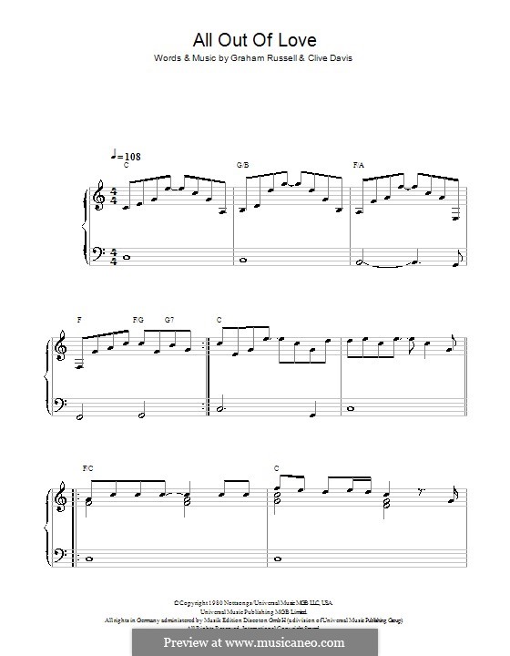 All Out of Love: Für Klavier by Clive Davis, Graham Russell