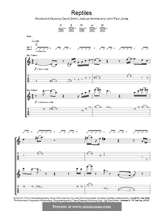 Reptiles (Them Crooked Vultures): Für Gitarre mit Tabulatur by John Paul Jones, David Grohl, Joshua Homme