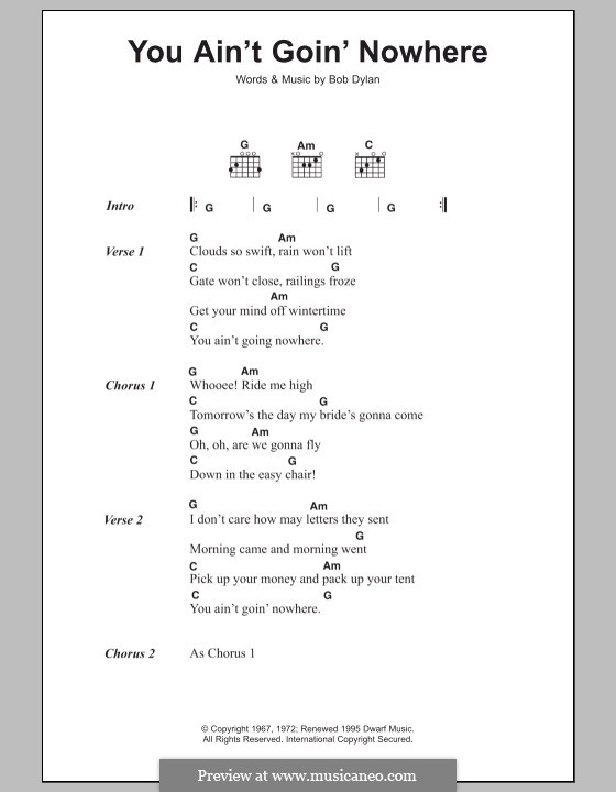 You Ain't Goin' Nowhere: Text und Akkorde by Bob Dylan