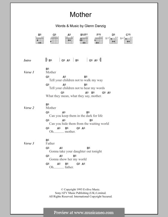 Mother: Texte und Akkorde by Glenn Danzig