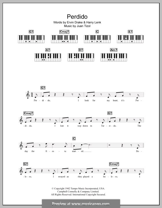 Perdido (Duke Ellington): Für Keyboard by Juan Tizol