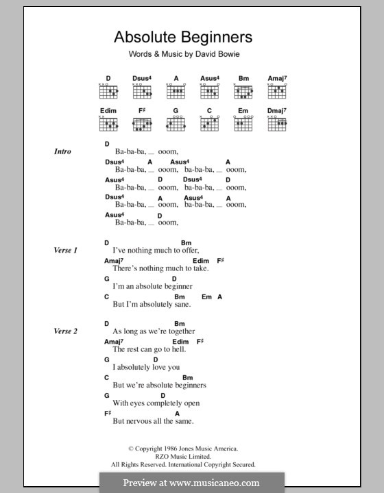 Absolute Beginners: Text und Akkorde by David Bowie