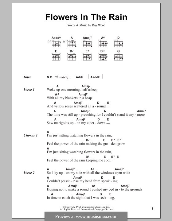 Flowers in the Rain (The Move): Texte und Akkorde by Roy Wood
