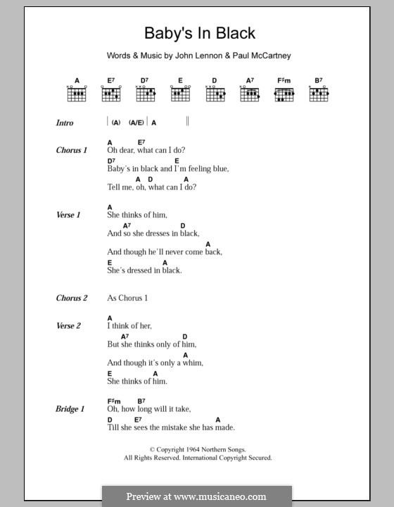 Baby's in Black (The Beatles): Text und Akkorde by John Lennon, Paul McCartney