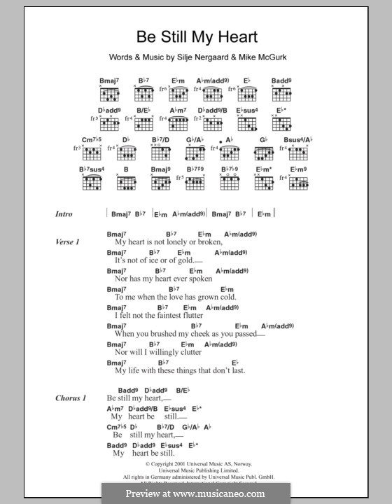 Be Still My Heart: Texte und Akkorde by Mike McGurk, Silje Nergaard