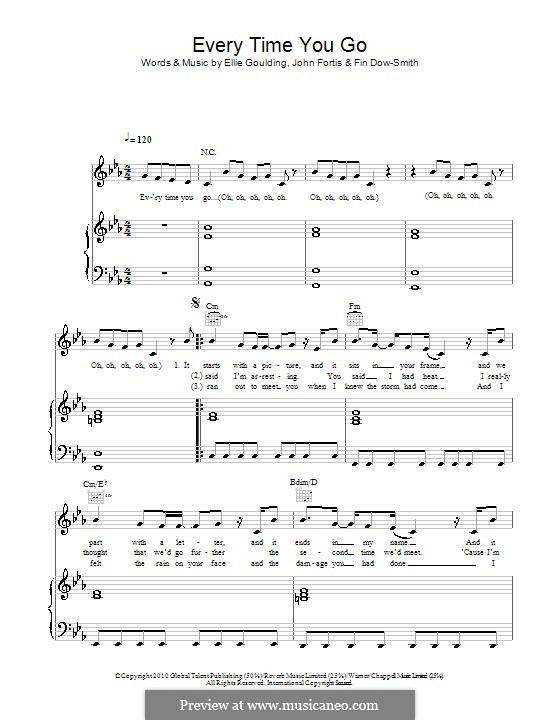 Every Time You Go: Für Stimme und Klavier (oder Gitarre) by Ellie Goulding, Fin Dow-Smith, John Fortis