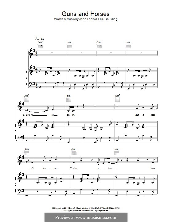 Guns and Horses: Für Stimme und Klavier (oder Gitarre) by Ellie Goulding, John Fortis