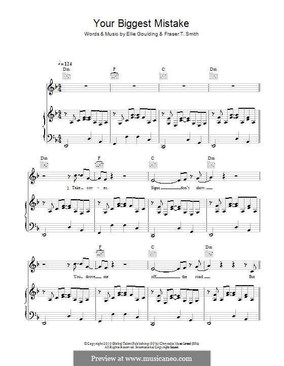 Your Biggest Mistake: Für Stimme und Klavier (oder Gitarre) by Ellie Goulding, Fraser T. Smith