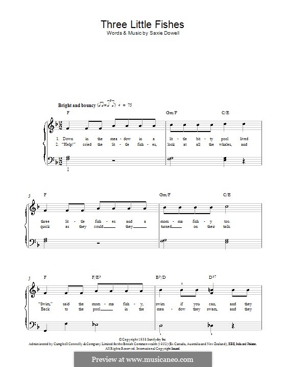 Three Little Fishes: Einfache Noten für Klavier by Saxie Dowell