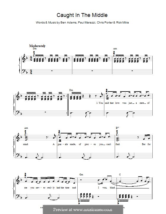 Caught in the Middle (A1): Einfache Noten für Klavier by Ben Adams, Chris Porter, Paul Marazzi, Rick Mitra