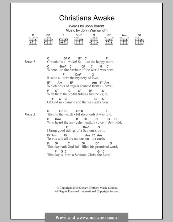 Christians, Awake: Text und Akkorde by John Wainright