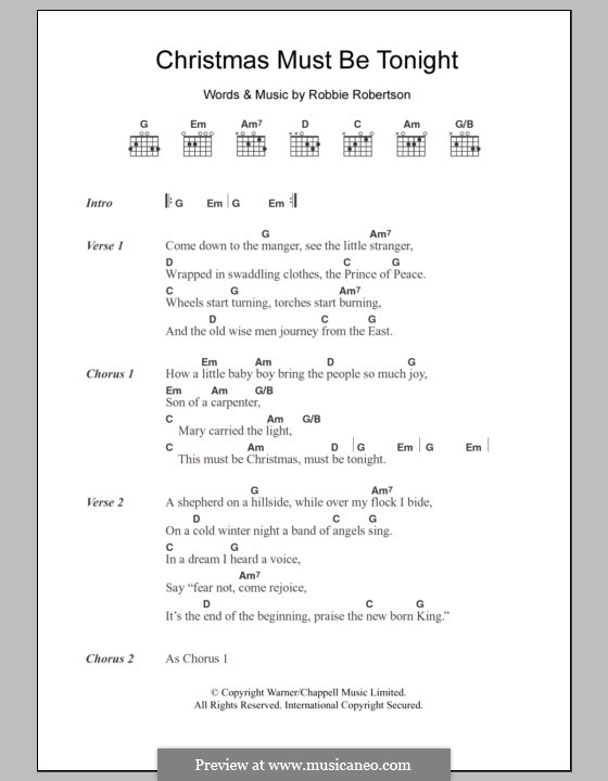 Christmas Must Be Tonight (The Band): Texte und Akkorde by Robbie Robertson