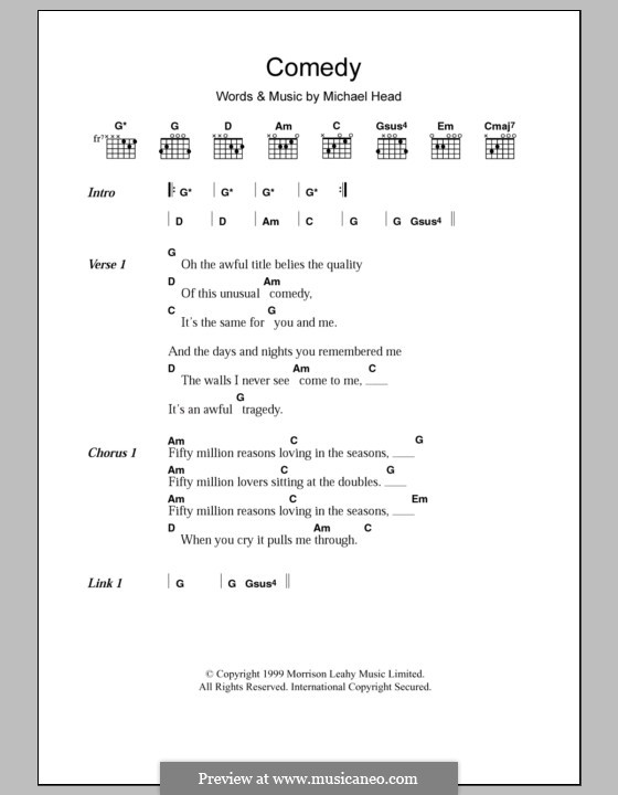 Comedy (Shack): Text und Akkorde by Michael Head