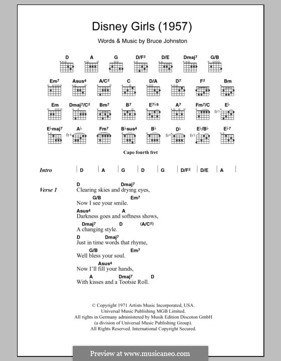 Disney Girls (1957): Text und Akkorde (The Beach Boys) by Bruce Johnston