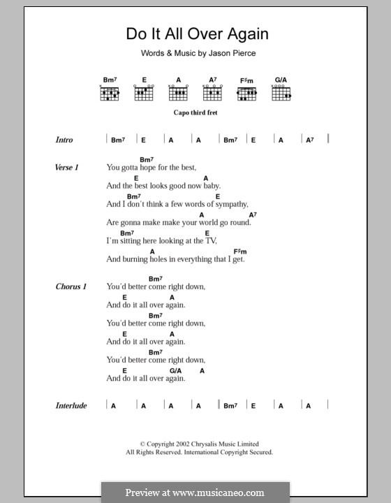 Do It All Over Again (Spiritualized): Texte und Akkorde by Jason Pierce