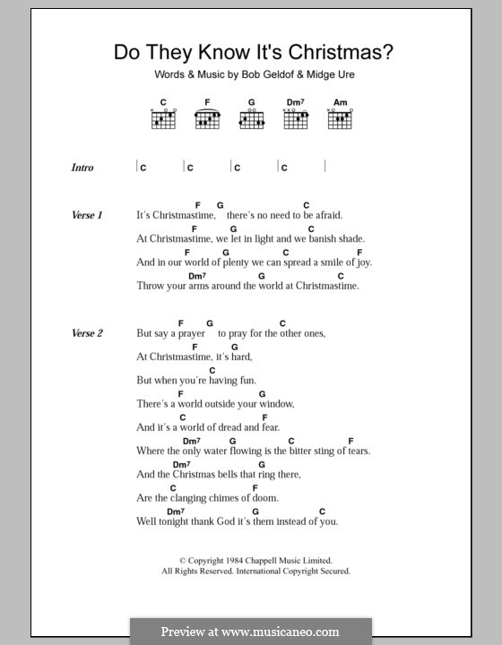 Do They Know It's Christmas? (Feed the World): Texte und Akkorde by Bob Geldof, Midge Ure