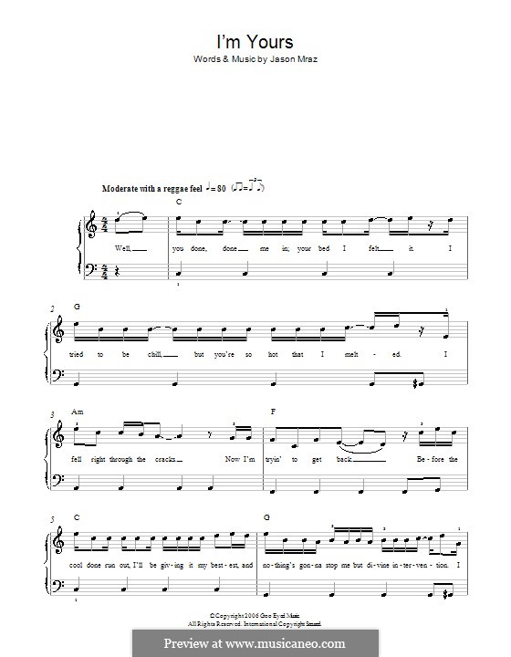 I'm Yours: Für Klavier by Jason Mraz