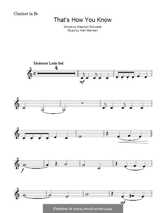 That's How You Know (from Enchanted): Für Klarinette by Alan Menken
