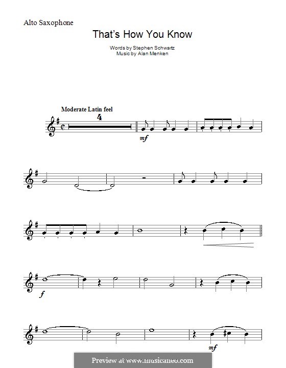That's How You Know (from Enchanted): Für Altsaxophon by Alan Menken