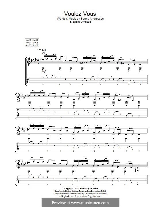Voulez Vous (ABBA): Für Gitarre by Benny Andersson, Björn Ulvaeus