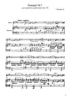 Konzert für Violine und Orchester Nr.1, Op.14: Version für Violine und Klavier – Partitur und Solo Stimme by Henryk Wieniawski