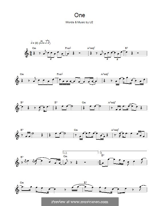 One: Für Altsaxophon by U2, Adam Clayton, David Evans, Larry Mullen Jr., Paul Hewson