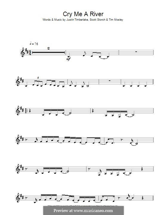 Cry Me a River: Für Klarinette by Justin Timberlake, Scott Storch, Timbaland