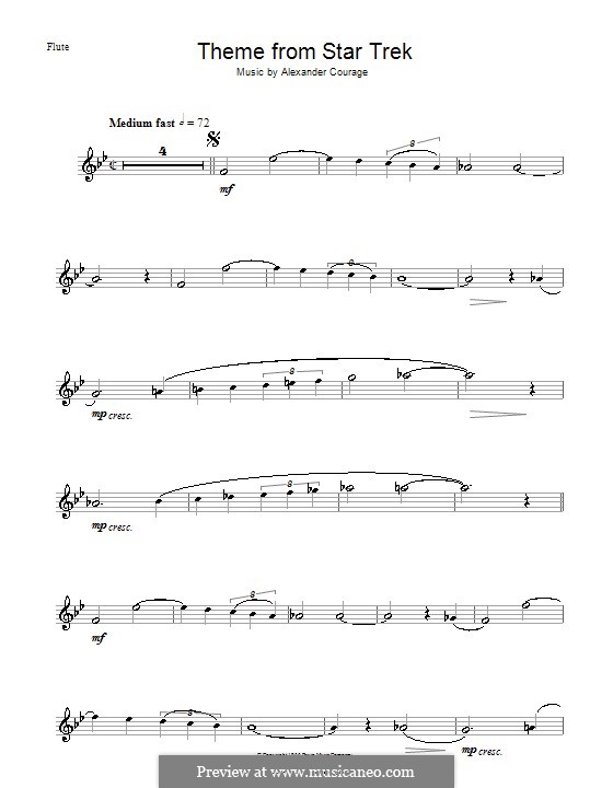 Star Trek. Theme: Für Flöte by Alexander Courage