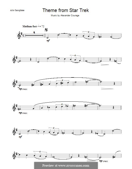 Star Trek. Theme: Für Altsaxophon by Alexander Courage