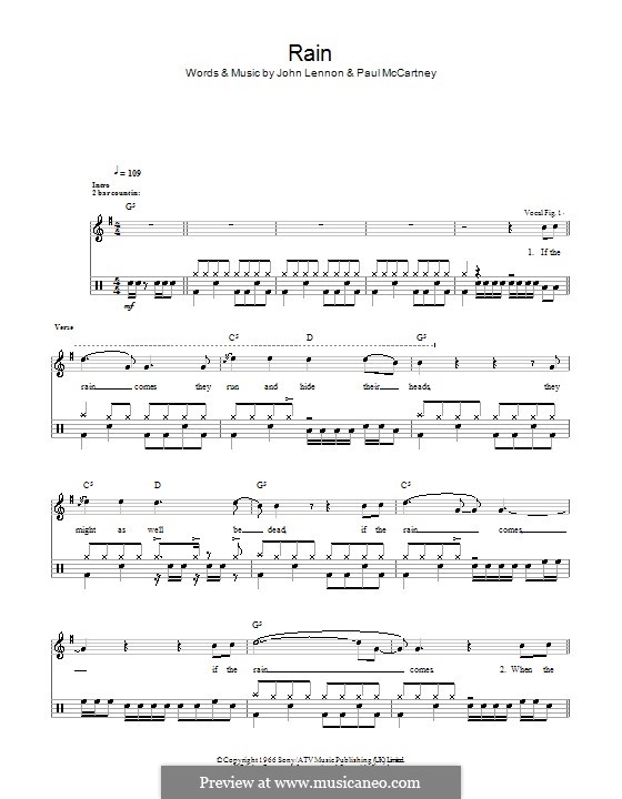 Rain (The Beatles): Für Trommeln by John Lennon, Paul McCartney