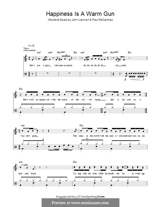 Happiness is a Warm Gun (The Beatles): Für Trommeln by John Lennon, Paul McCartney