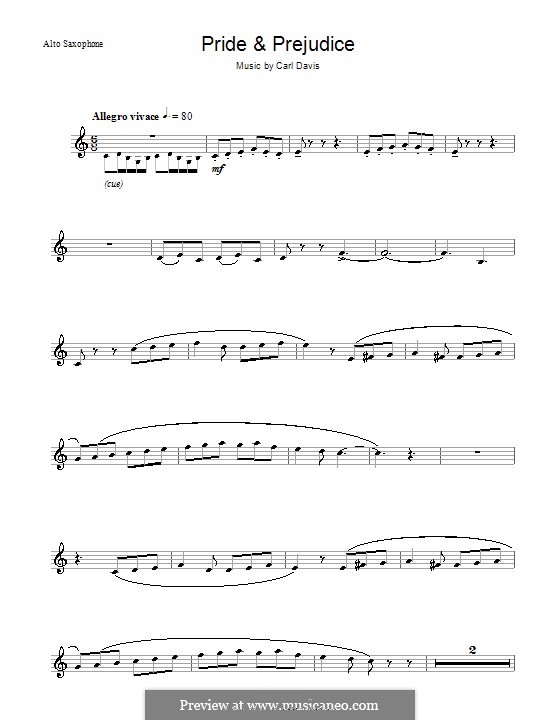 Pride and Prejudice: Für Altsaxophon by Carl Davis