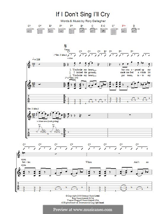If I Don't Sing I'll Cry: Für Gitarre mit Tabulatur by Rory Gallagher