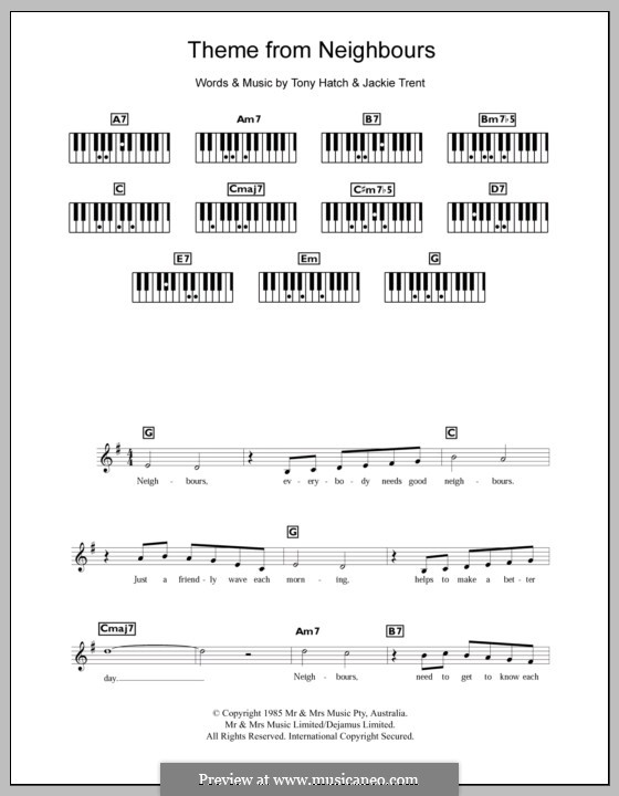 Theme from Neighbours: Für Keyboard by Jackie Trent, Tony Hatch