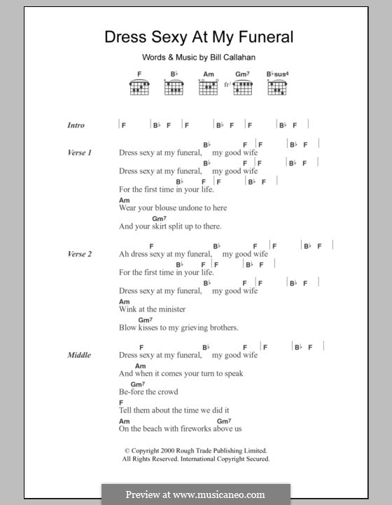 Dress Sexy at My Funeral (Smog): Text und Akkorde by Bill Callahan