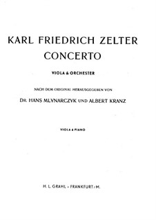 Konzert für Bratsche und Orchester: Bearbeitung für Viola und Klavier by Carl Friedrich Zelter