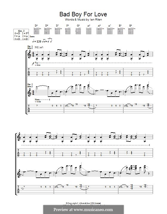 Bad Boy for Love: Für Gitarre mit Tab by Ian Rilen