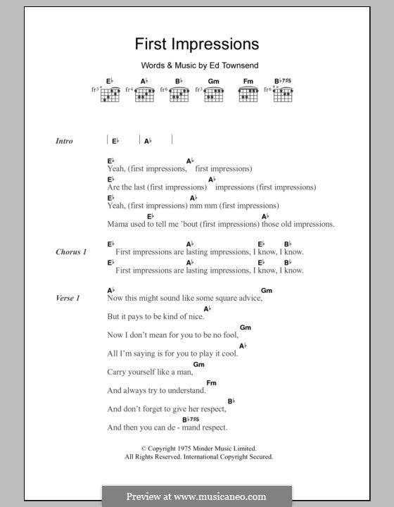 First Impressions (The Impressions): Texte und Akkorde by Ed Townsend