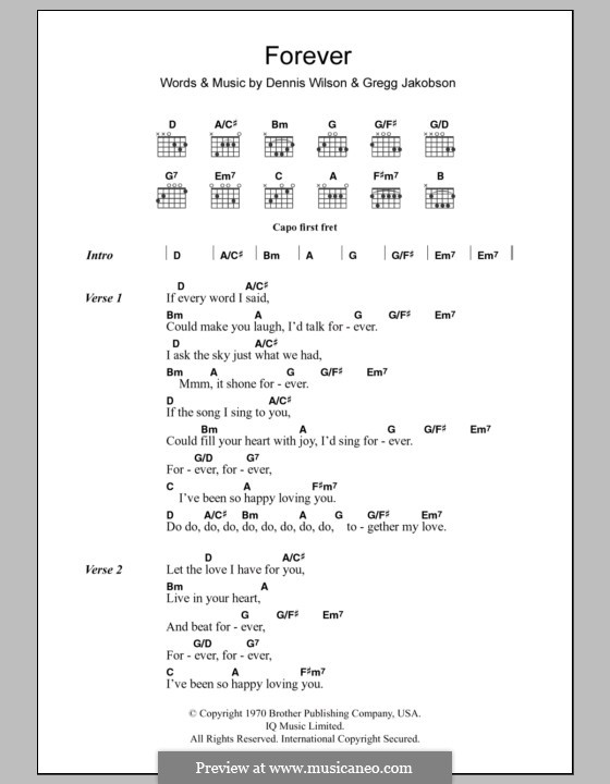 Forever (The Beach Boys): Text und Akkorde by Dennis Wilson, Gregg Jakobson